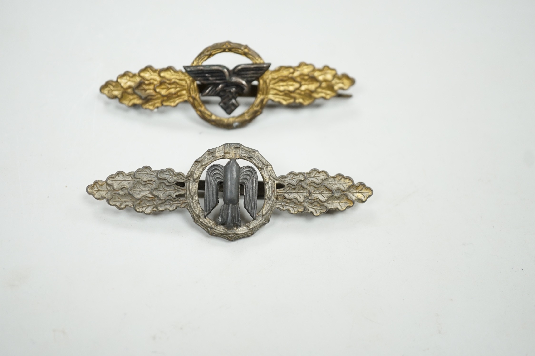 A World War II Third Reich Luftwaffe bomber clasp and a Luftwaffe transport clasp
